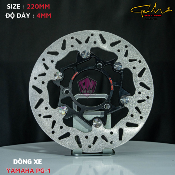 ĐĨA THẮNG GH-RACING YAMAHA PG-1 SIZE 220MM ( MÀU ĐEN / CHỐT INOX )