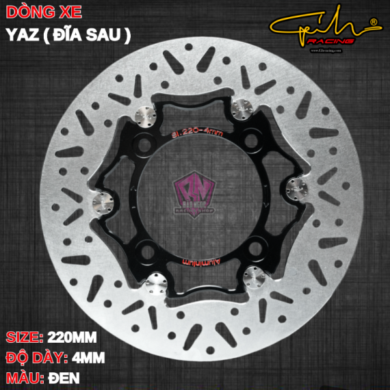 ĐĨA THẮNG SAU GH-RACING YAZ SIZE 220MM ( MÀU ĐEN / CHỐT INOX )