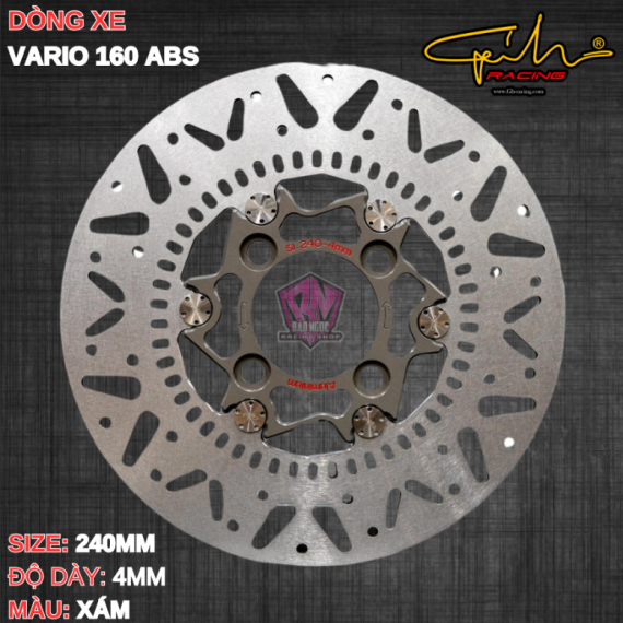 ĐĨA THẮNG GH-RACING VARIO 160 SIZE 240MM ( MÀU XÁM / CHỐT INOX )