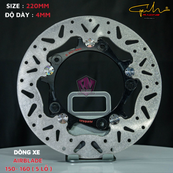 ĐĨA THẮNG GH-RACING AIRBLADE 160 SIZE 256MM ( MÀU ĐEN / CHỐT INOX )