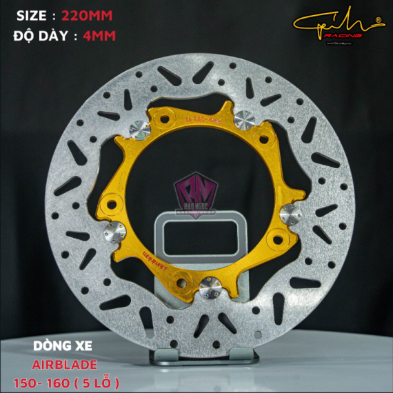 ĐĨA THẮNG GH-RACING AIRBLADE 160 SIZE 256MM ( MÀU VÀNG / CHỐT INOX )