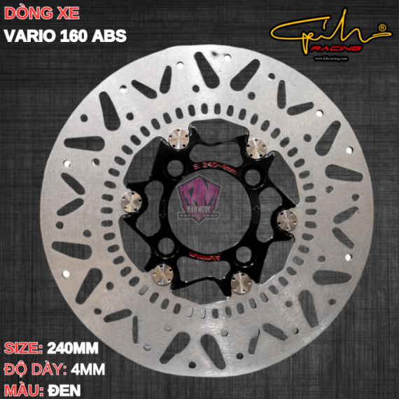 ĐĨA THẮNG GH-RACING VARIO 160 SIZE 240MM ( MÀU ĐEN / CHỐT INOX )