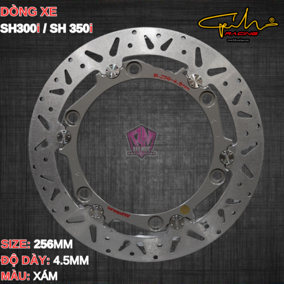 ĐĨA THẮNG GH-RACING SH300 / SH350 SIZE 256MM ( MÀU XÁM /  CHỐT INOX )