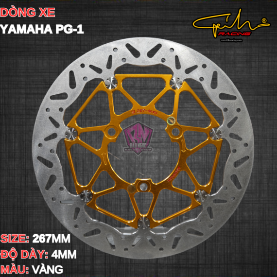 ĐĨA THẮNG GH-RACING YAMAHA PG-1 SIZE 267MM ( MÀU VÀNG / CHỐT INOX )
