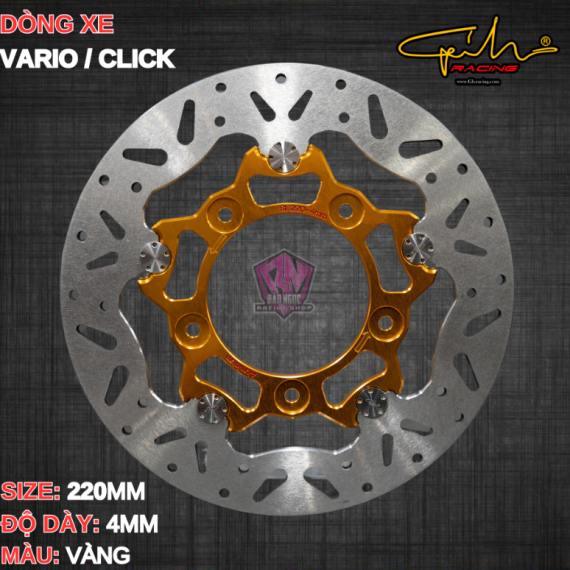 ĐĨA THẮNG GH-RACING VARIO 150 SIZE 220MM ( MÀU VÀNG / CHỐT INOX )