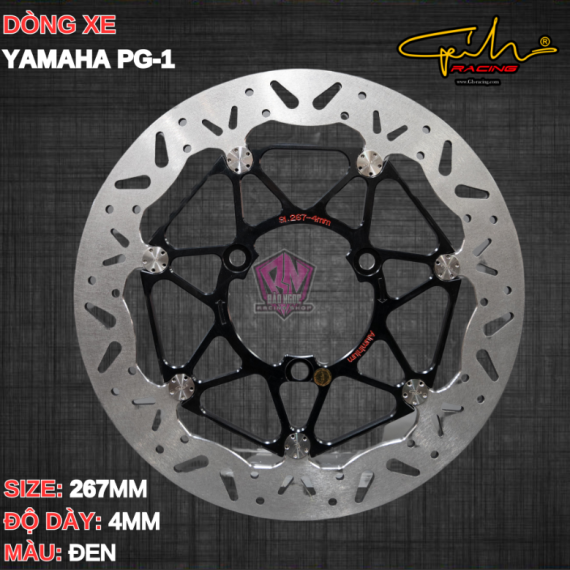 ĐĨA THẮNG GH-RACING YAMAHA PG-1 SIZE 267MM ( MÀU ĐEN / CHỐT INOX )