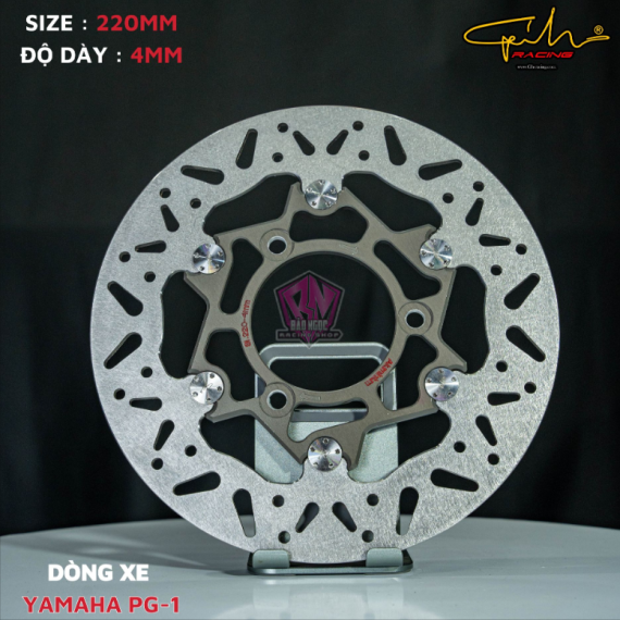 ĐĨA THẮNG GH-RACING YAMAHA PG-1 SIZE 220MM ( MÀU XÁM / CHỐT INOX )