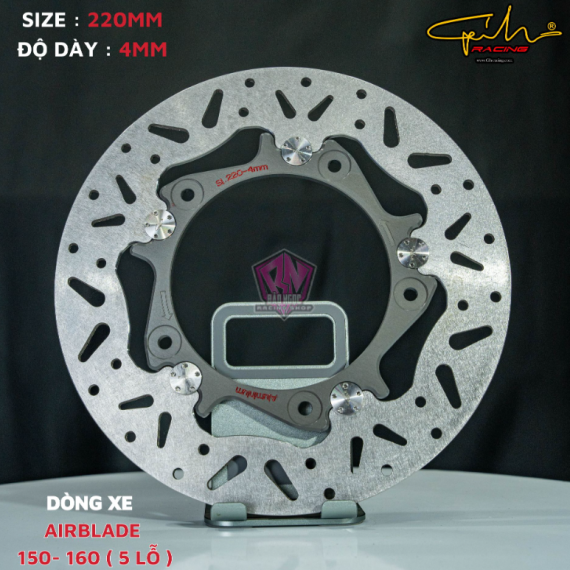 ĐĨA THẮNG GH-RACING AIRBLADE 160 SIZE 256MM ( MÀU XÁM / CHỐT INOX )