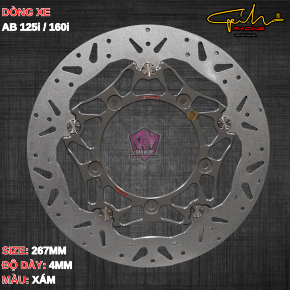 ĐĨA THẮNG GH-RACING AIRBLADE 160 SIZE 267MM ( MÀU XÁM / CHỐT INOX )
