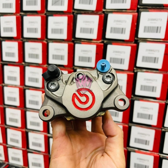 HEO DẦU BREMBO 2PIS XÁM LOGO ĐỎ