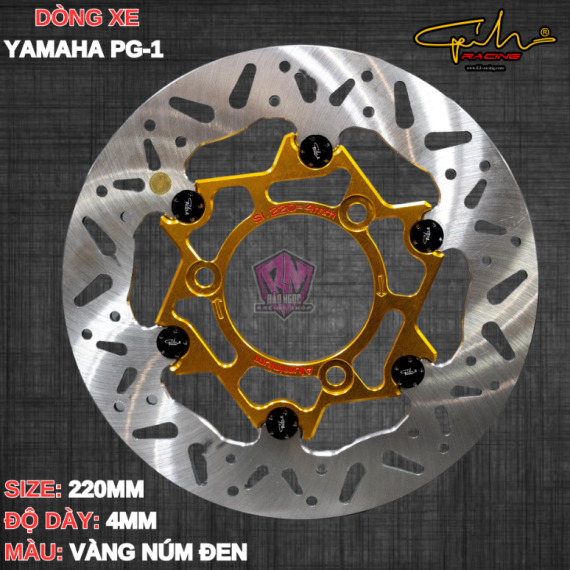 ĐĨA THẮNG GH-RACING YAMAHA PG-1 SIZE 220MM ( MÀU VÀNG / CHỐT NHÔM ĐEN )