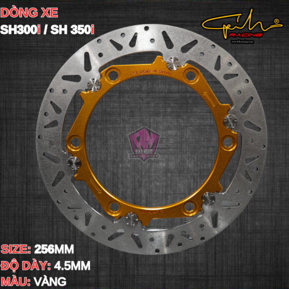 ĐĨA THẮNG GH-RACING SH300 / SH350 SIZE 256MM ( MÀU VÀNG /  CHỐT INOX )