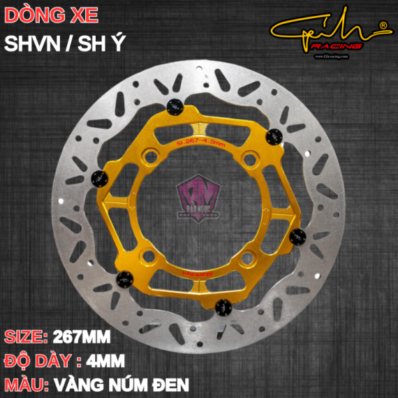 ĐĨA THẮNG GH-RACING SHVN SIZE 267MM ( MÀU ĐEN / CHỐT NHÔM ĐEN )