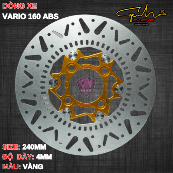 ĐĨA THẮNG GH-RACING VARIO 160 SIZE 240MM ( MÀU VÀNG / CHỐT INOX )