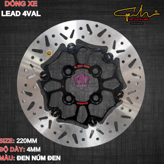 ĐĨA THẮNG GH-RACING LEAD 125 SIZE 220MM ( MÀU ĐEN / CHỐT NHÔM ĐEN )